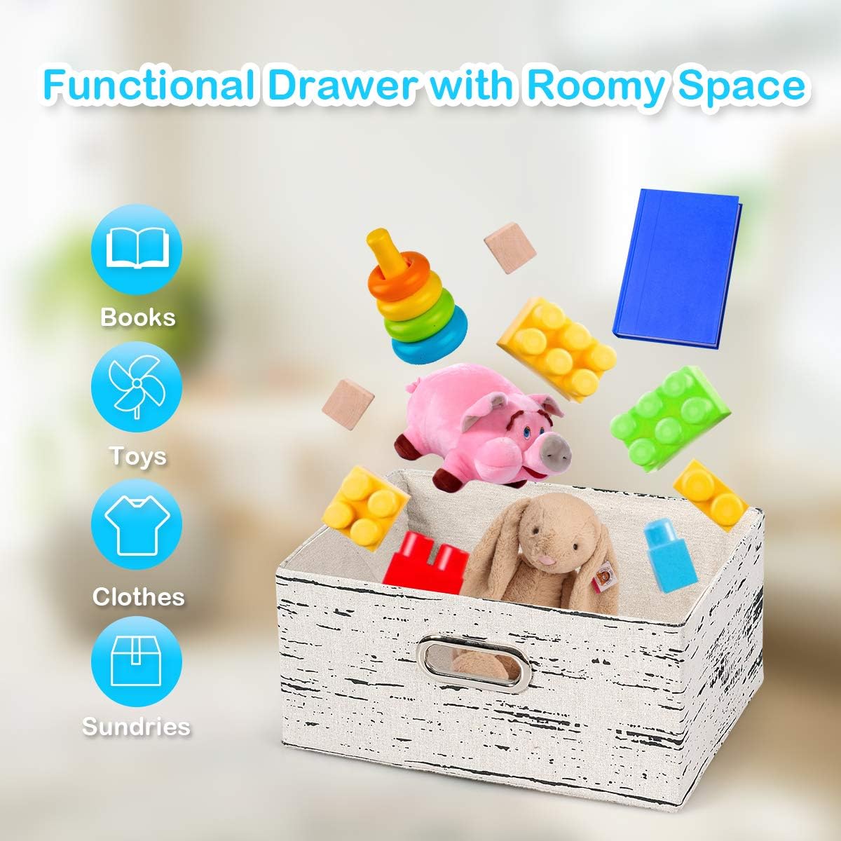 3 Fabrics Storage Drawer Units with Wood Frame O100224