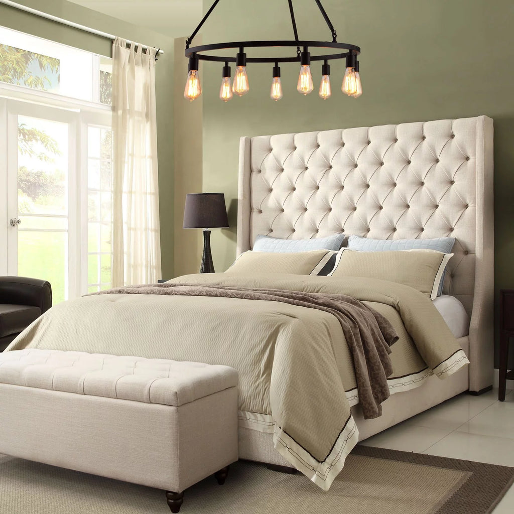 Tufted Bed with Vintage Wing O749282