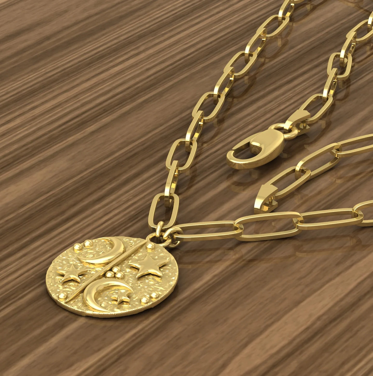 10K Yellow Gold Paperclip Chain Pendant Necklace X418
