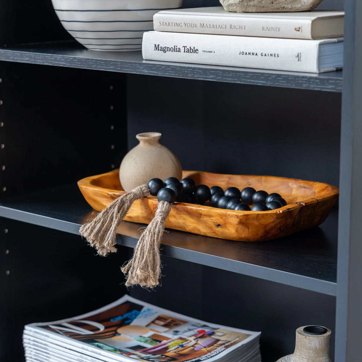 3-Shelf Bookcase with Adjustable Shelves, Black Oak R6473