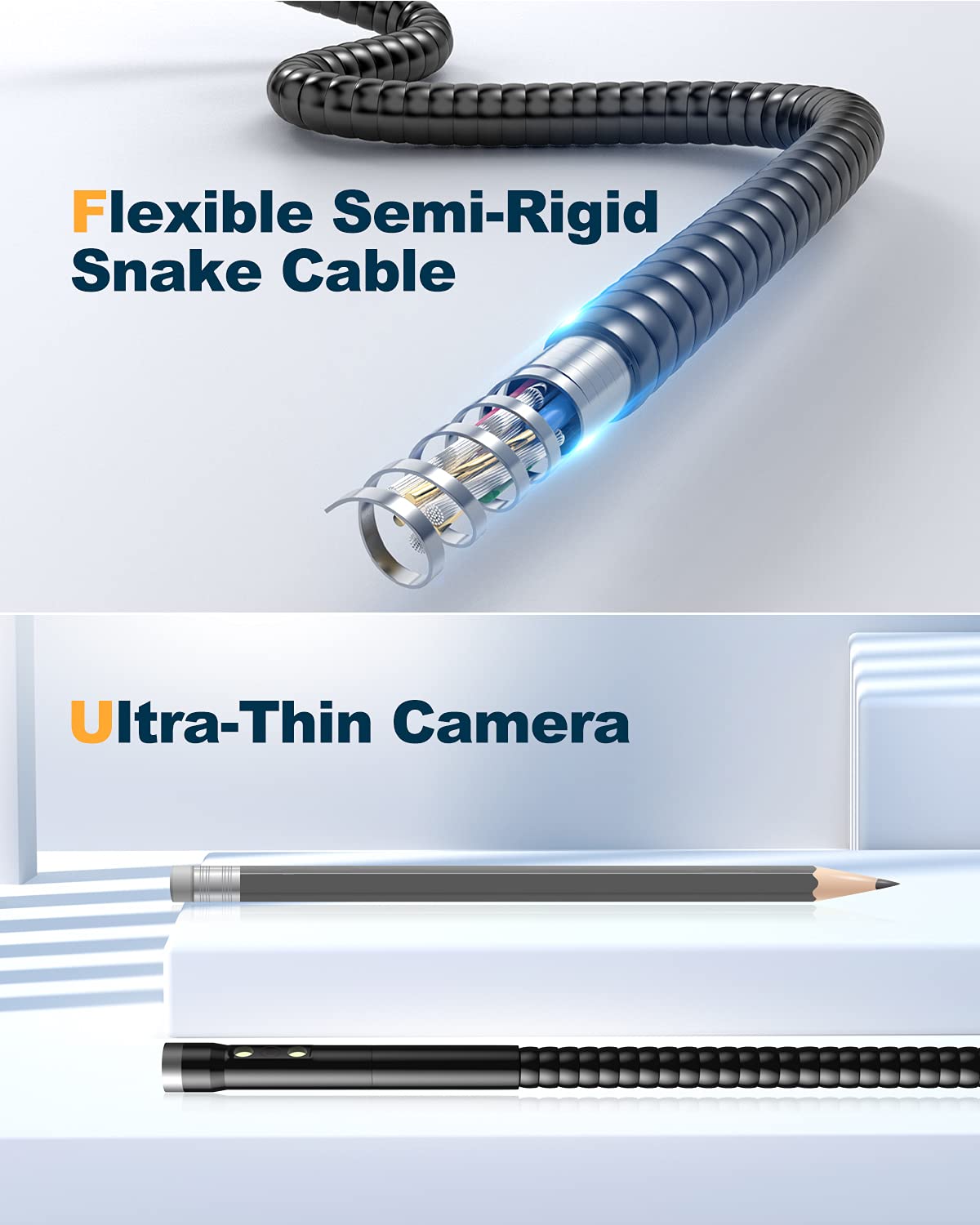 Dual Lens 1080P HD Borescope Endoscope Camera with 4.3' IPS Screen Q272940