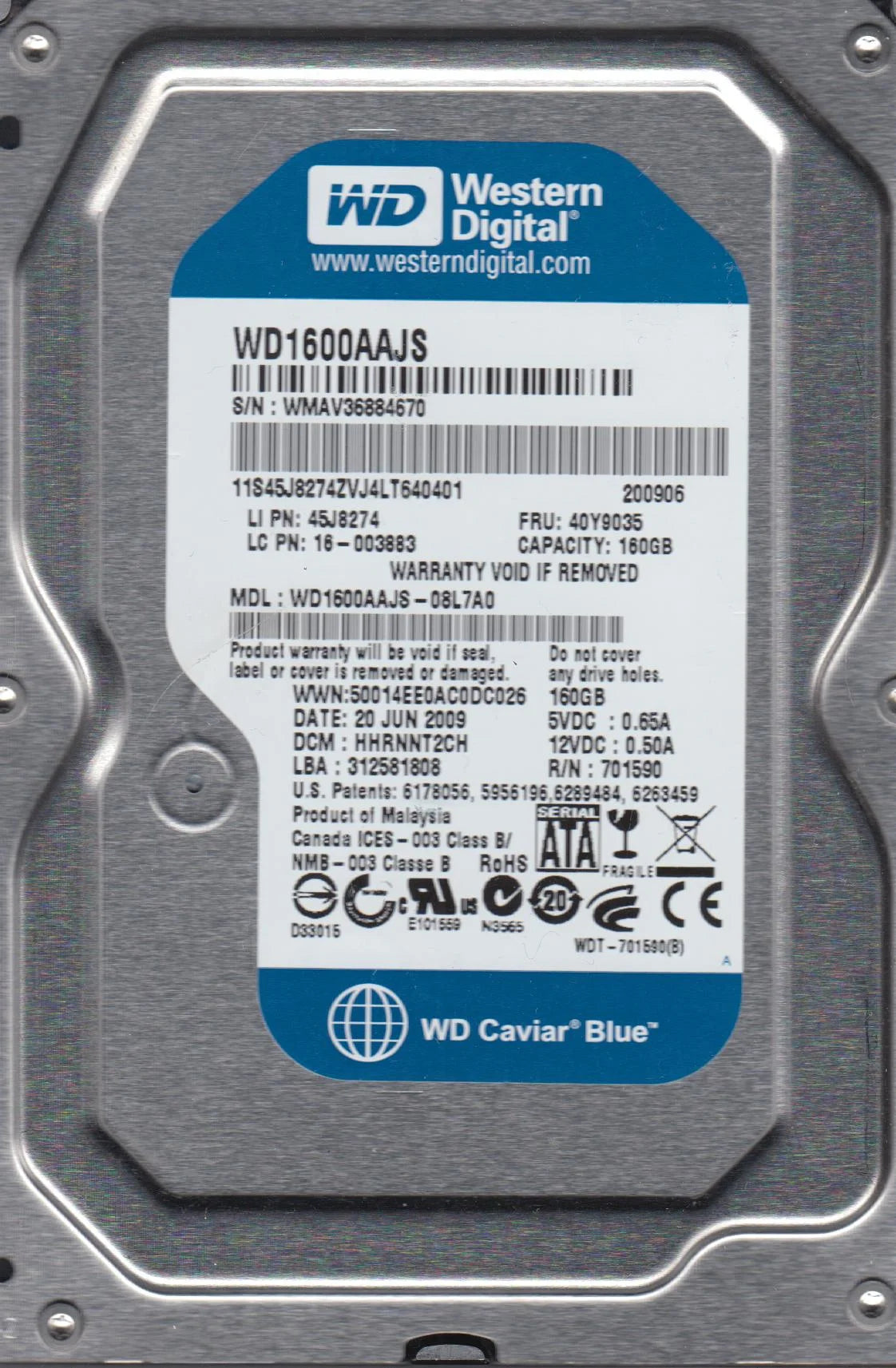 160GB SATA 3.5 Hard Drive Z85072