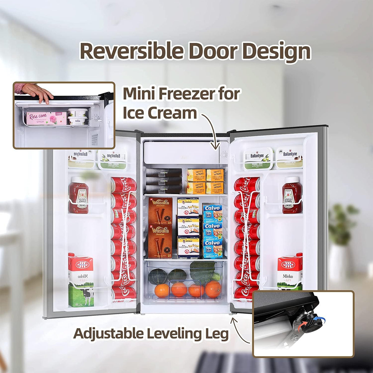 3.2 Cu.Ft Single Door Mini Fridge with Freezer K112749