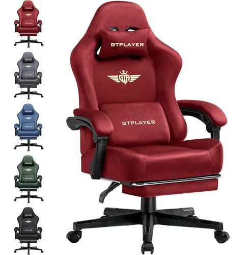 Black Fabric Ergonomic Gaming Chair with Footrest O816
