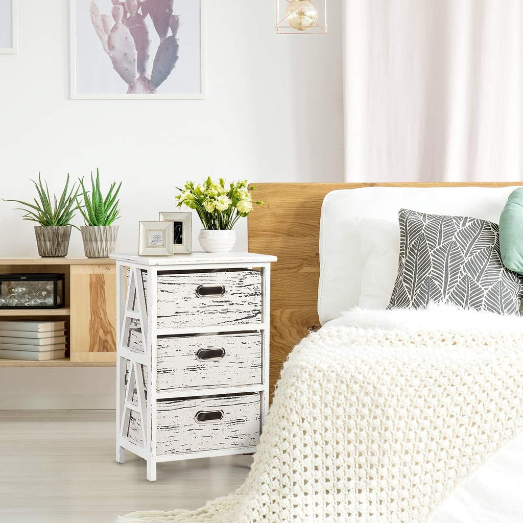 3 Fabrics Storage Drawer Units with Wood Frame O100224