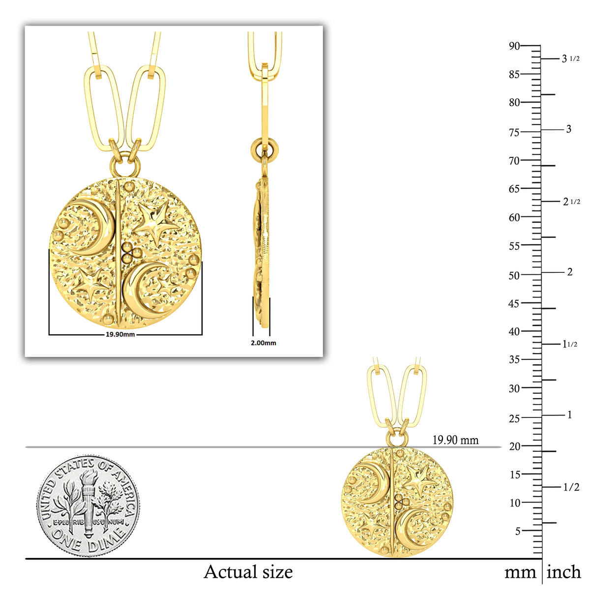 10K Yellow Gold Paperclip Chain Pendant Necklace X418