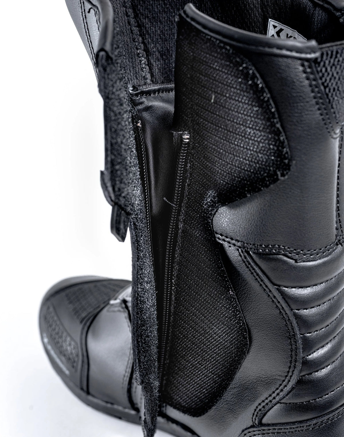 Black Synthetic & Real Leather Motorcycle Touring Boots Size 11 H86435