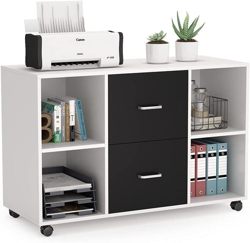 2 Drawer Wood File Cabinet with Wheels E1345