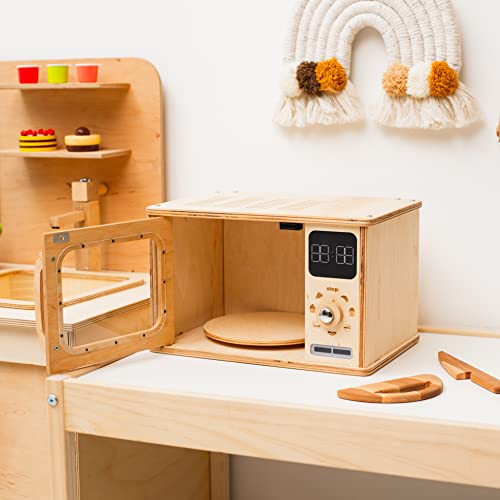 Dark Walnut Wooden Kids Microwave Oven Toy J8426