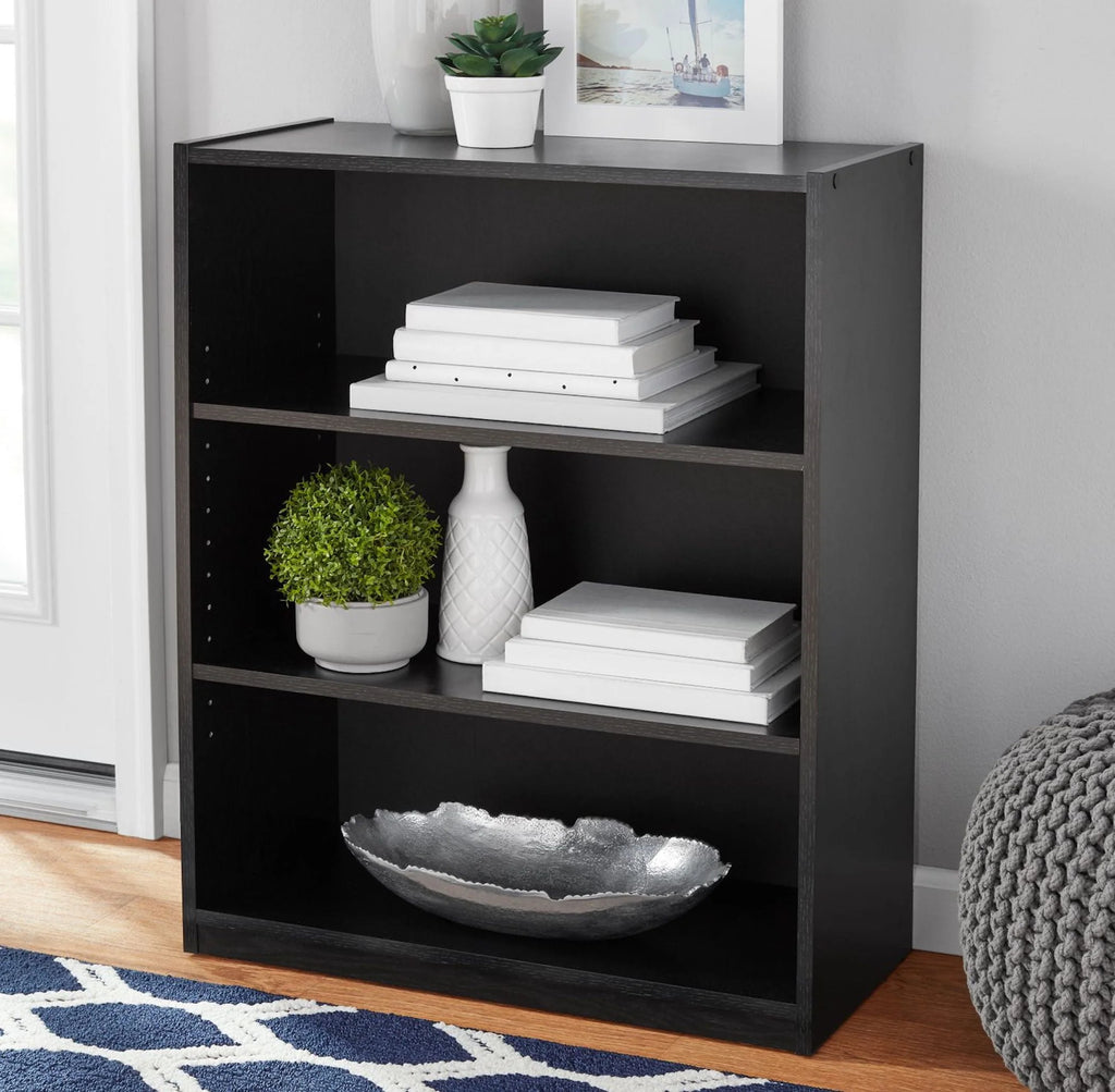 3-Shelf Bookcase with Adjustable Shelves, Black Oak R6473