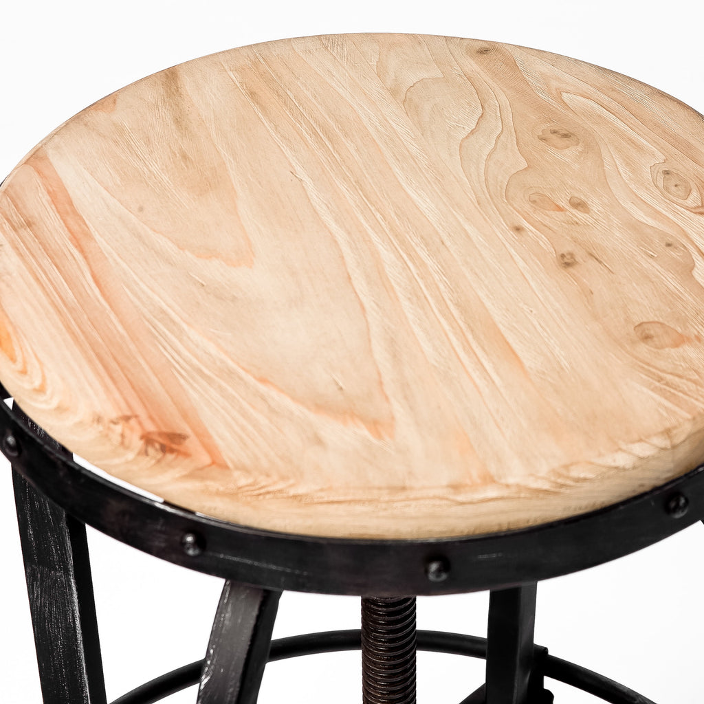 Adjustable Swivel Fir Wood Barstool R6057