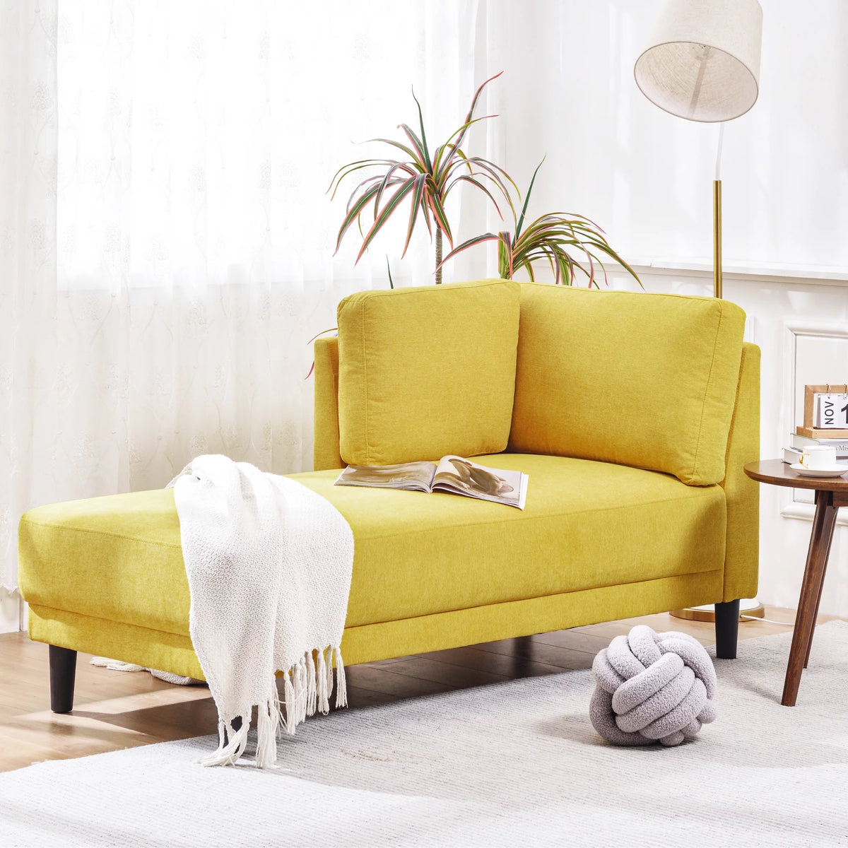 Yellow Chaise Lounge Chairs with Arms Z53527