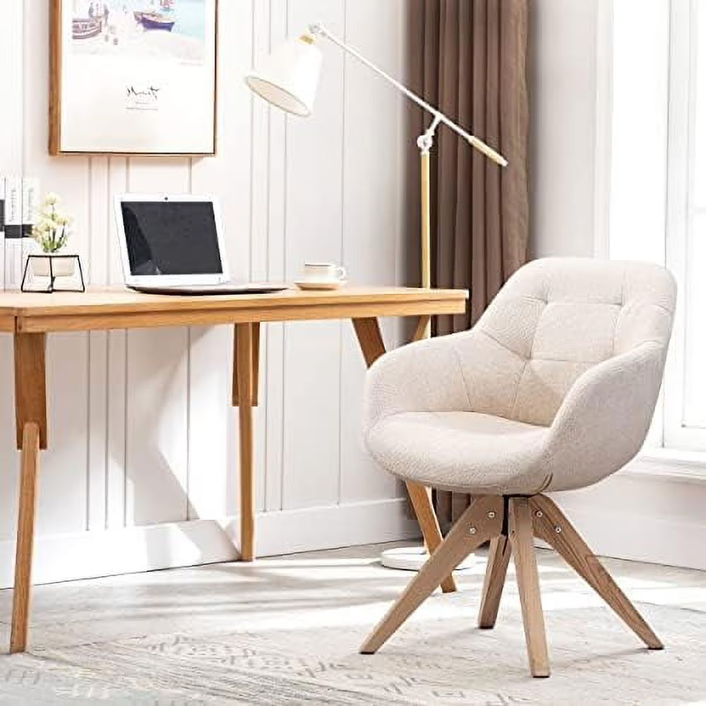 Mid Century Modern Swivel Fabric Accent Chair with Oak Wood Legs D934002