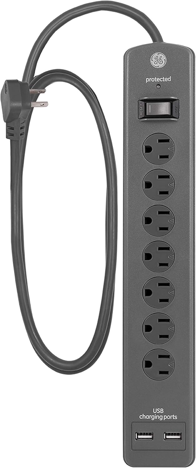 7 Outlet Surge Protector Power Strip with 2 USB Ports K325
