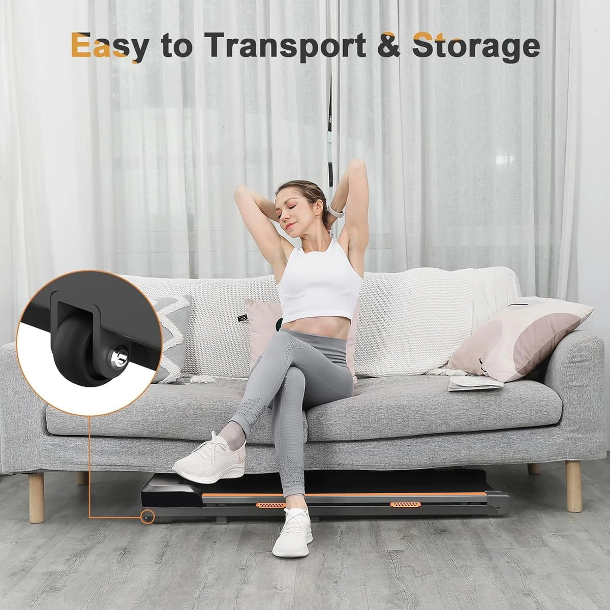 2 in 1 Under Desk Treadmill with Remote Control and LED Display A7457