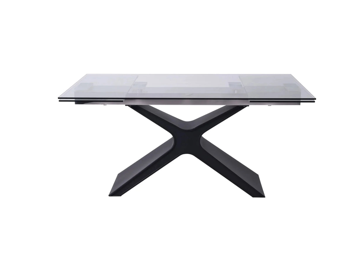 Glass & Black Extendable Rectangular Dining Table F624762