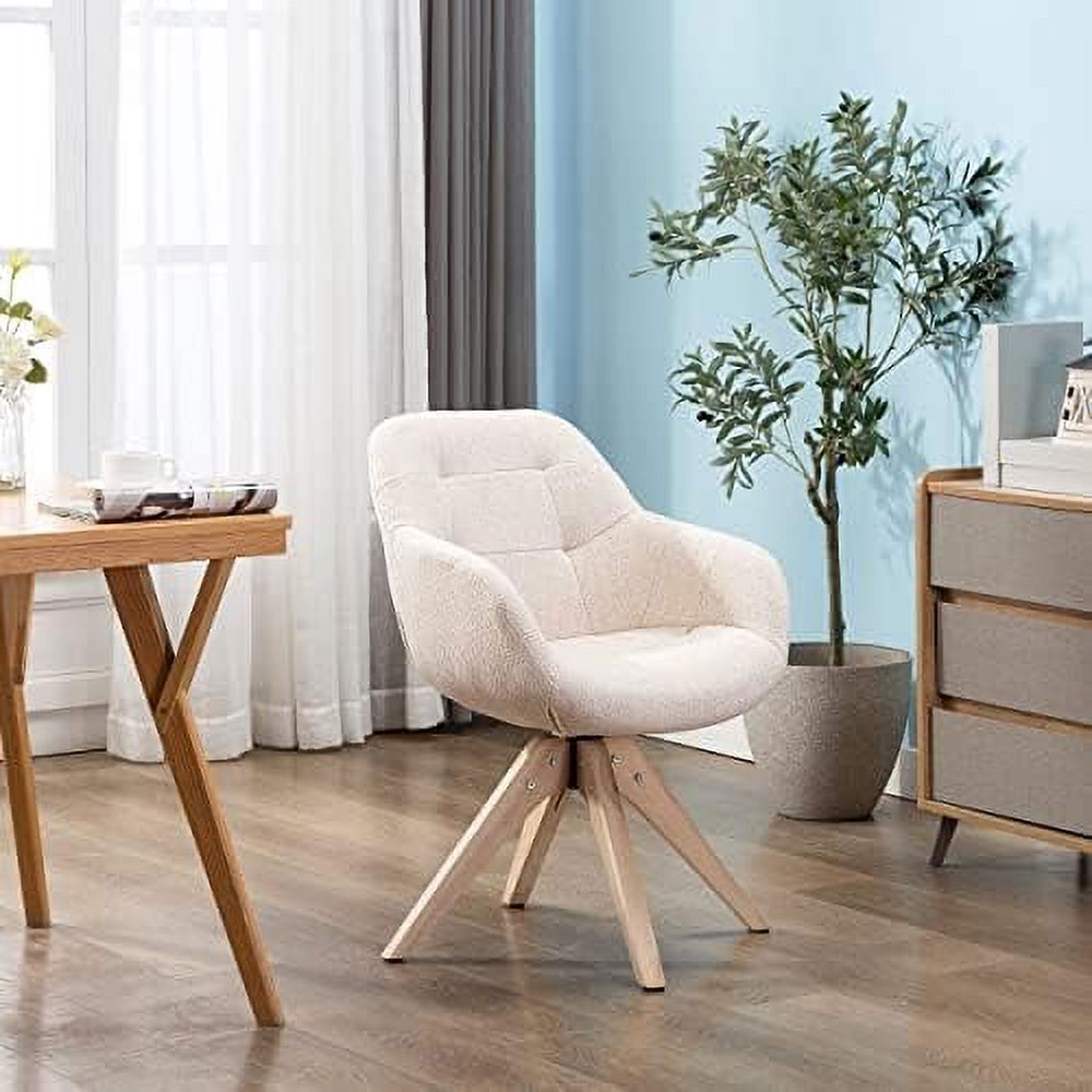 Mid Century Modern Swivel Fabric Accent Chair with Oak Wood Legs D934002