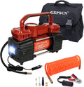 Silver Dual Cylinder 12V Portable Air Compressor Pump 150PSI with LED Work Lights U811627