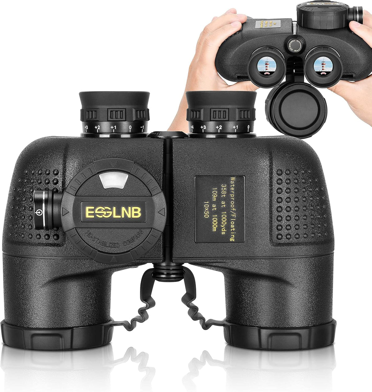 10X50 Waterproof Marine Binoculars with Rangefinder and Compass H5848