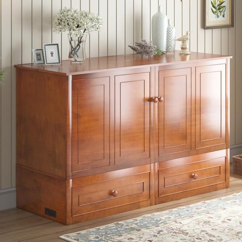 Queen Size White Murphy Bed Cabinet with USB Charging Station H88631