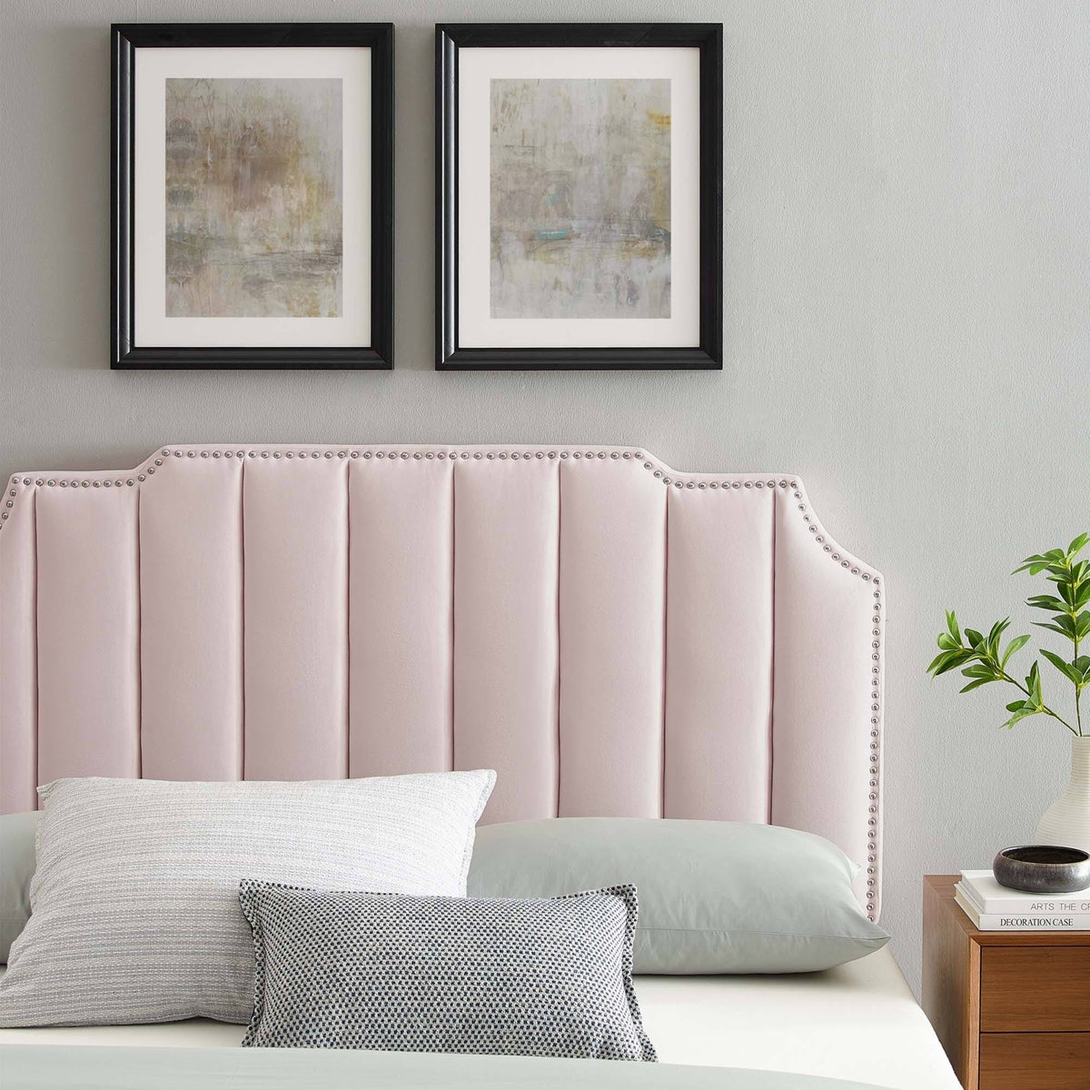 Pink Velvet King/California King Headboard T7272