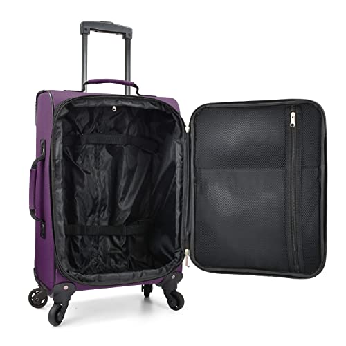 Purple Expandable Carry-on Luggage Set T6952