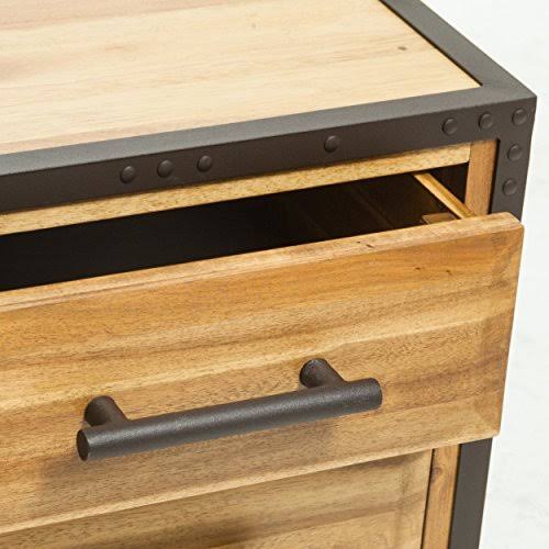 Natural Stained Acacia Wood Two Drawer Night Stand S994