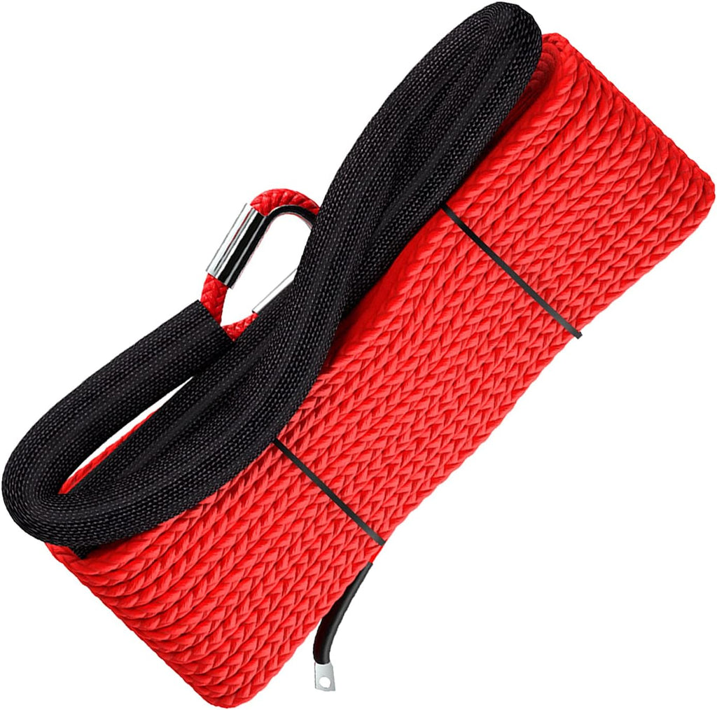 Synthetic Winch Line Rope with Hook and Rubber Stopper, Pack of 2 Z486318