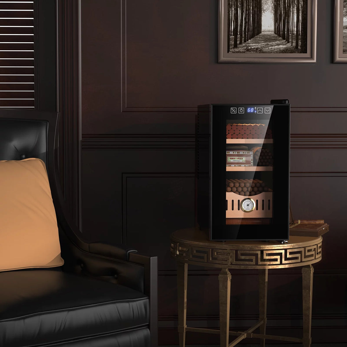 25L 200 Counts Electric Cigar Humidor Cabinet with Heating & Cooling Control N9465
