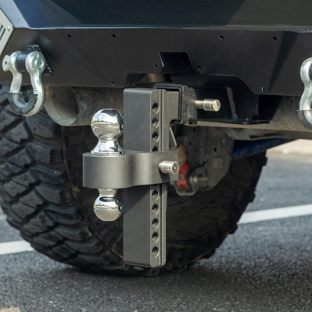 Adjustable Trailer Hitch Ball Mount, 2-Inch Receiver, 10-Inch Drop, Forged Aluminum Shank, 2-Inch and 2-5/16-Inch Combo Stainless Steel Tow Balls, Black Z4106