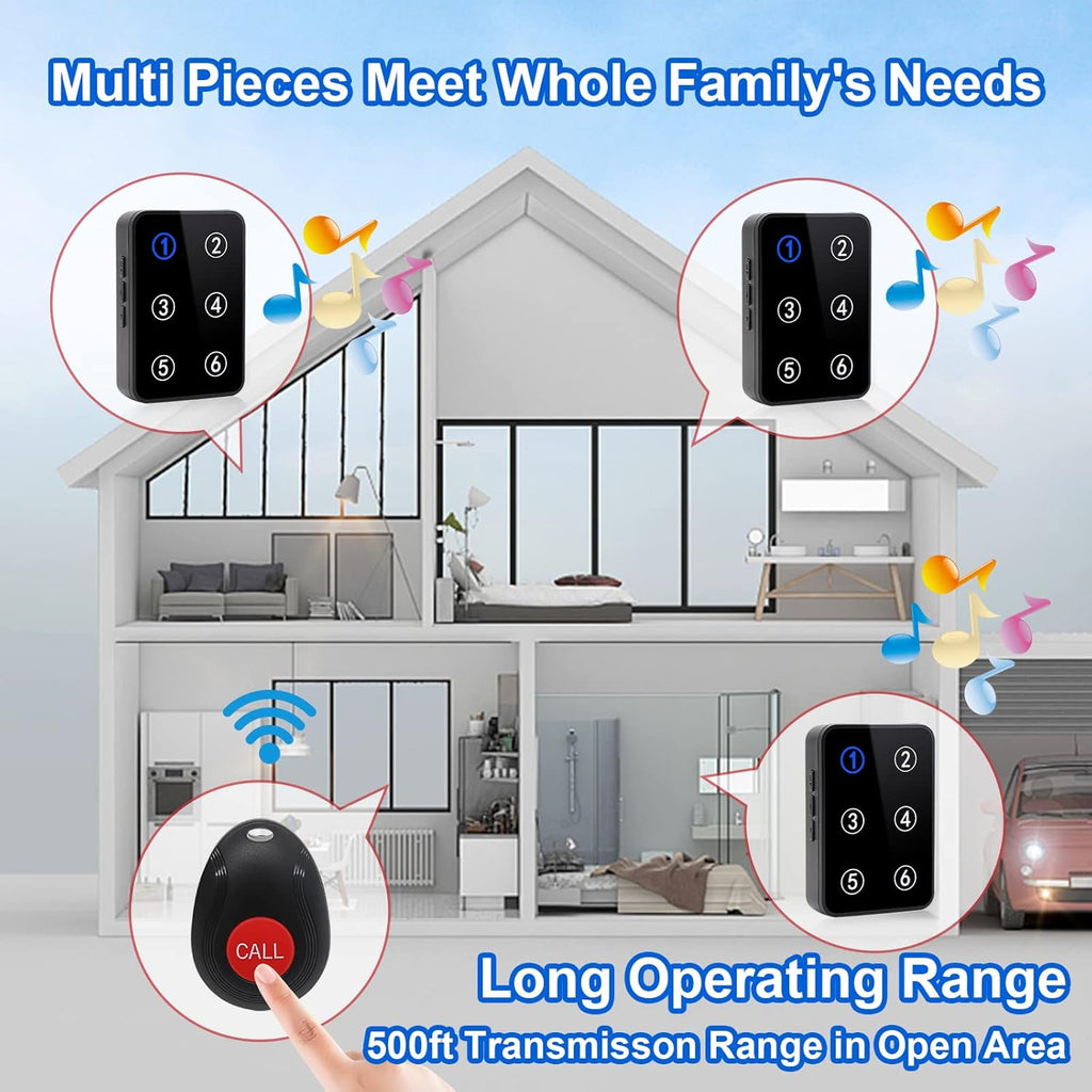 Wireless Caregiver Pager with 3 Number Display Plug-in Receiver 6 Transmitters A970