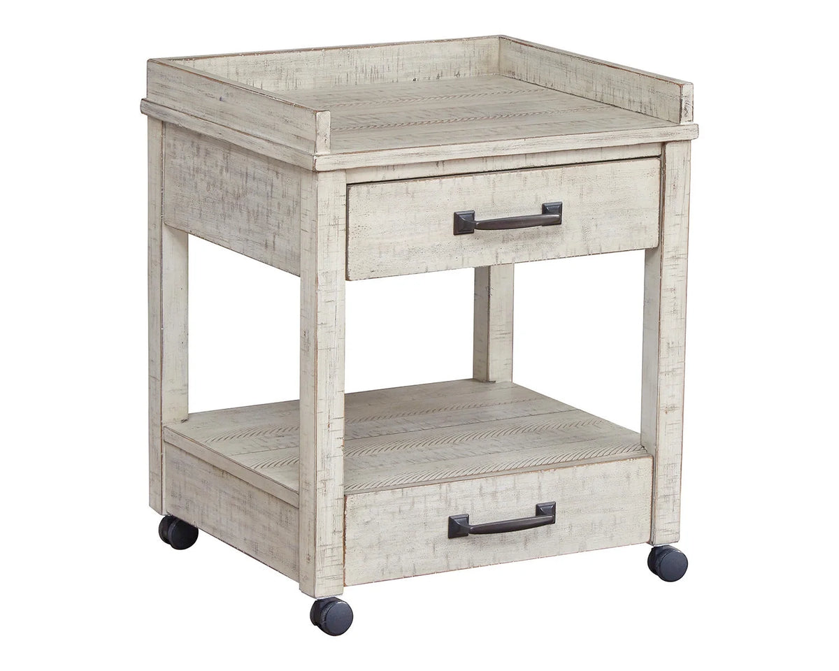 Whitewash Printer Stand with 2 Drawers Q565