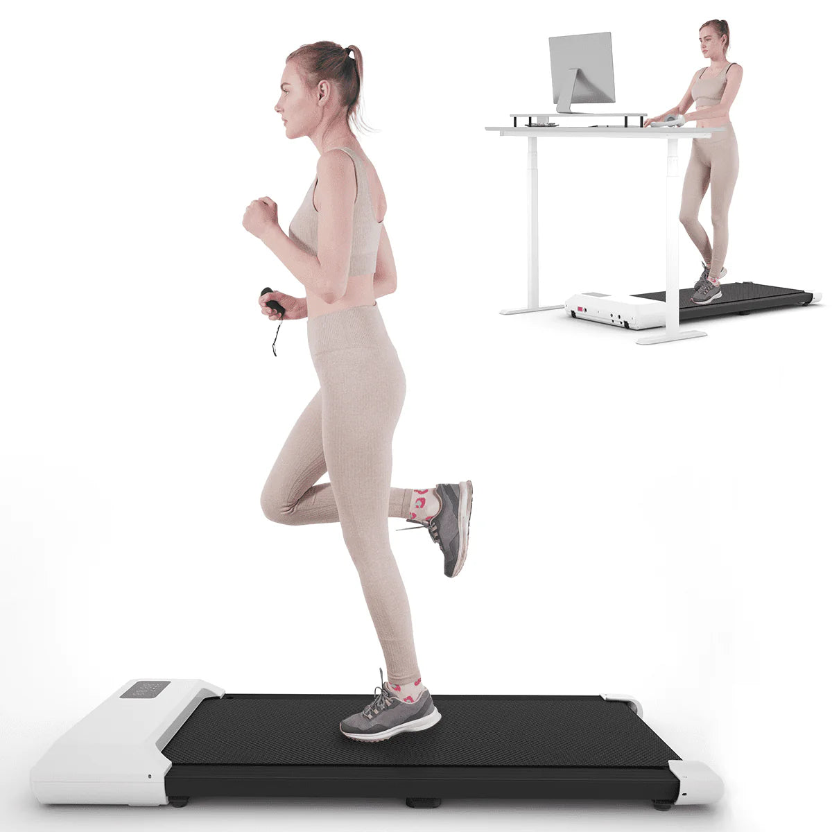 2 in 1 Under Desk Treadmill with Remote Control and LED Display G5568