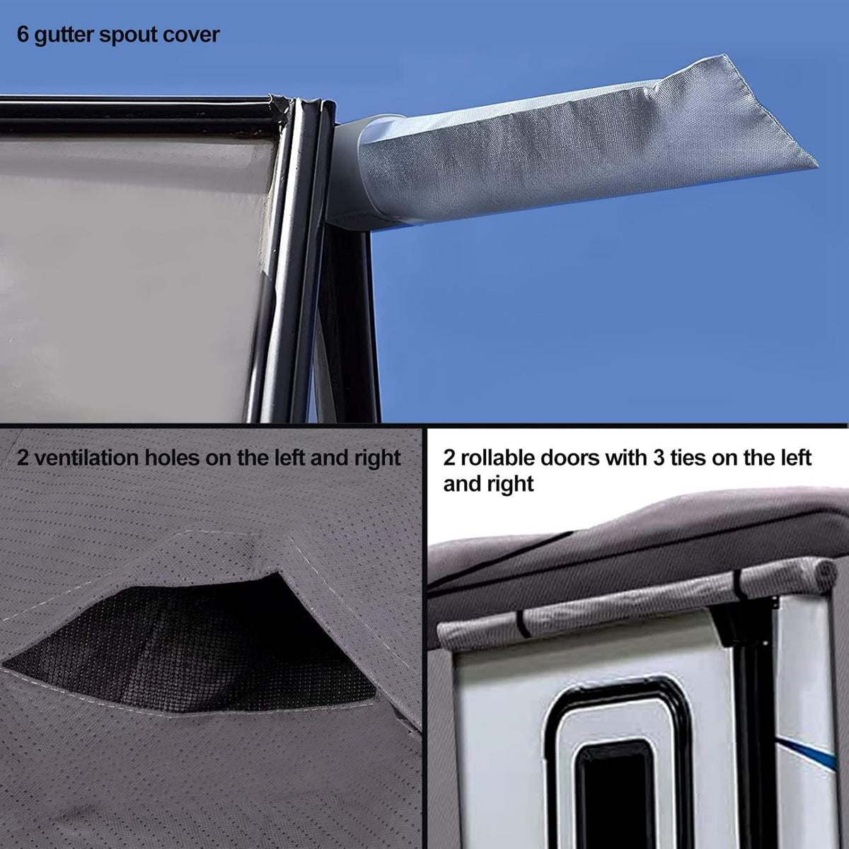 6 Layers RV Cover with Tie Cover & Gutter Cover & Tongue Jack Cover E591
