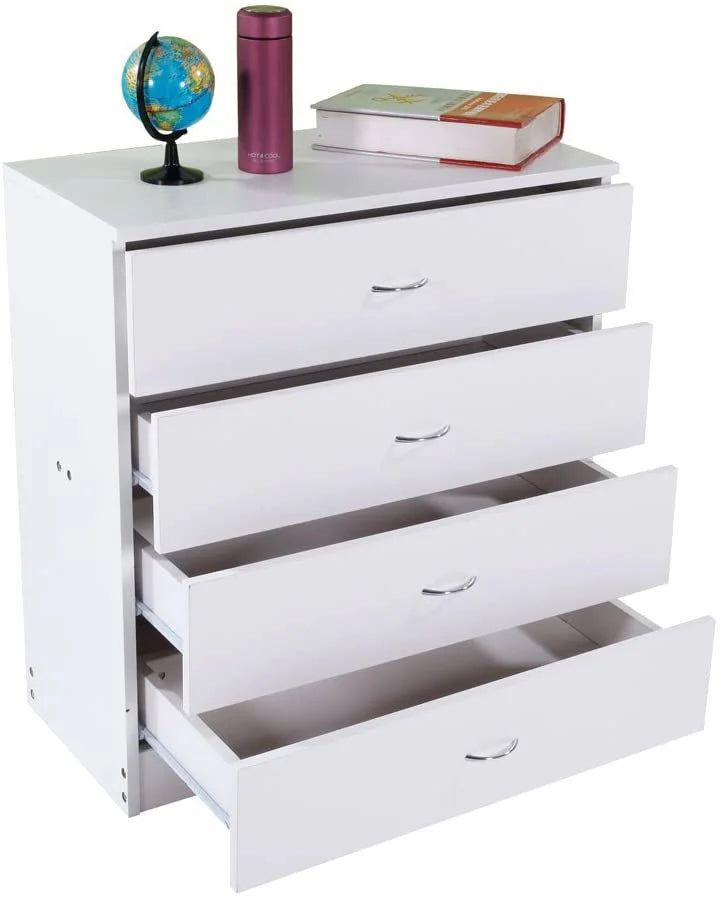 White 4 Drawer Wood Nightstand C8233