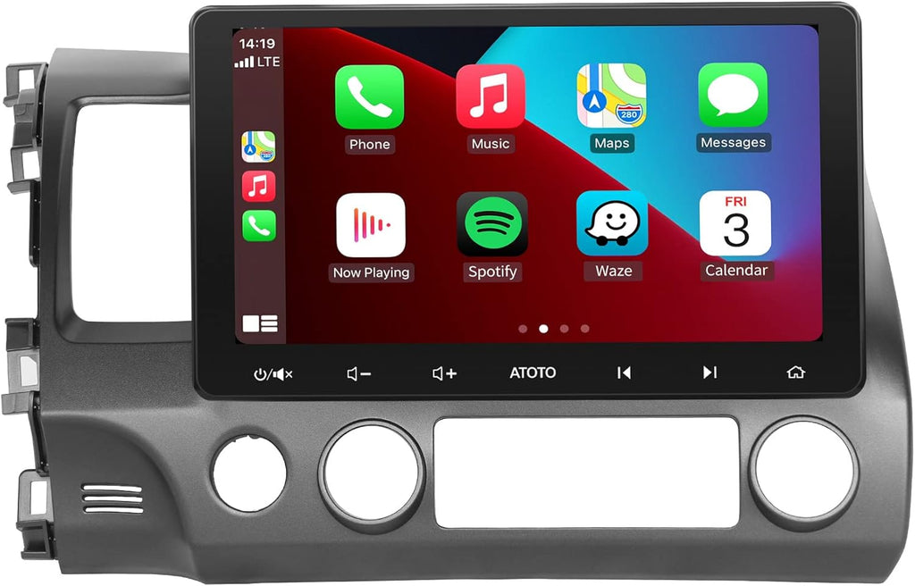 Android Double Din Car Stereo with Wireless CarPlay & Android Auto, 9inch IPS Display W47028