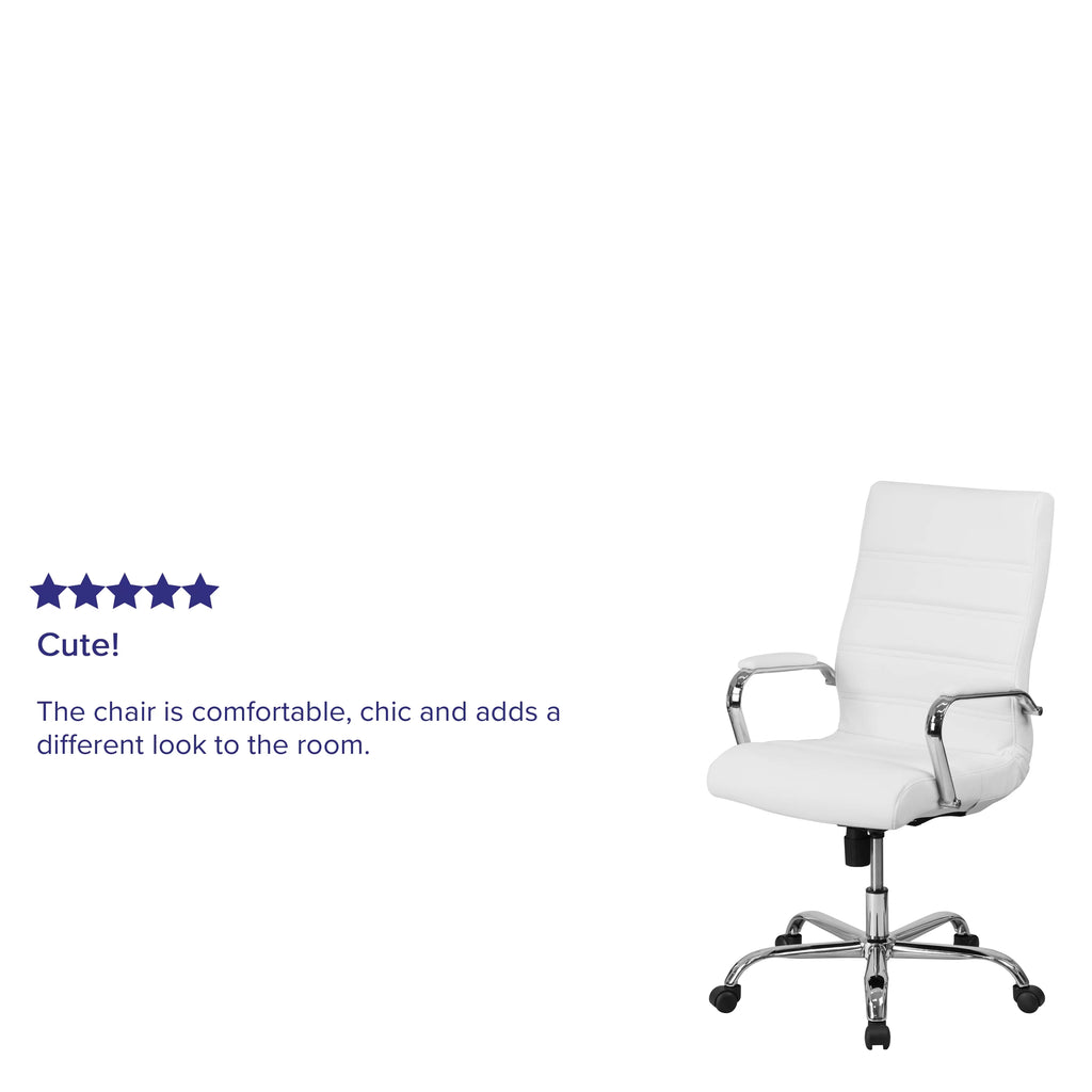 White High Back Executive Swivel Office Chair with Chrome Arms O6522