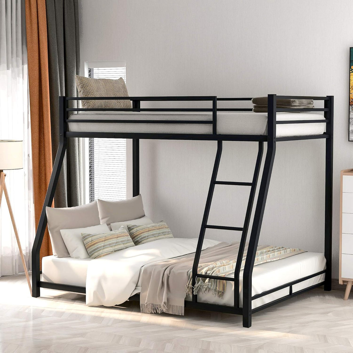 Twin Size Low Loft Bed with Slide, Storage Staircase, Safety Guardrails, Solid Pine Wood Bedframe, White F98576