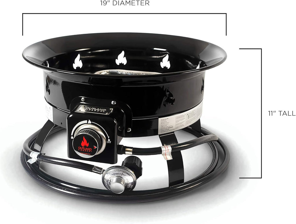 Portable Propane Gas Fire Pit with Cover & Carry Kit, 19-Inch 58,000 BTU, Black X452203