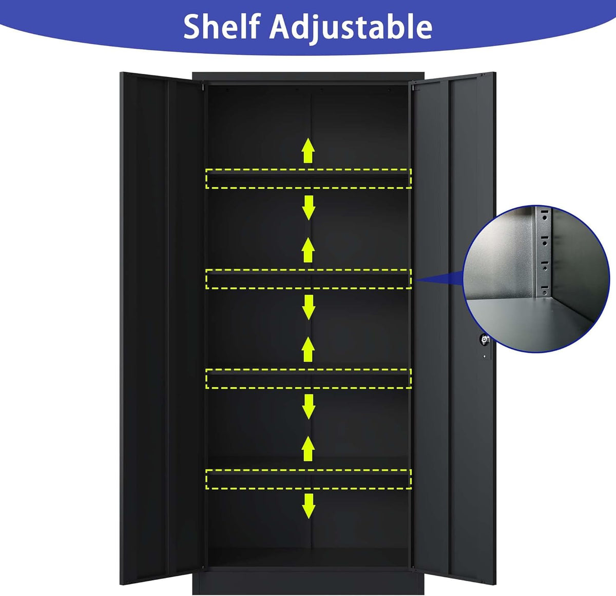 71" H Metal Garage Storage Cabinet with Doors and 4 Shelves A9686
