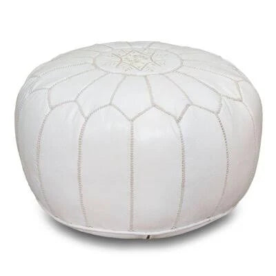 White Leather Pouf T9206