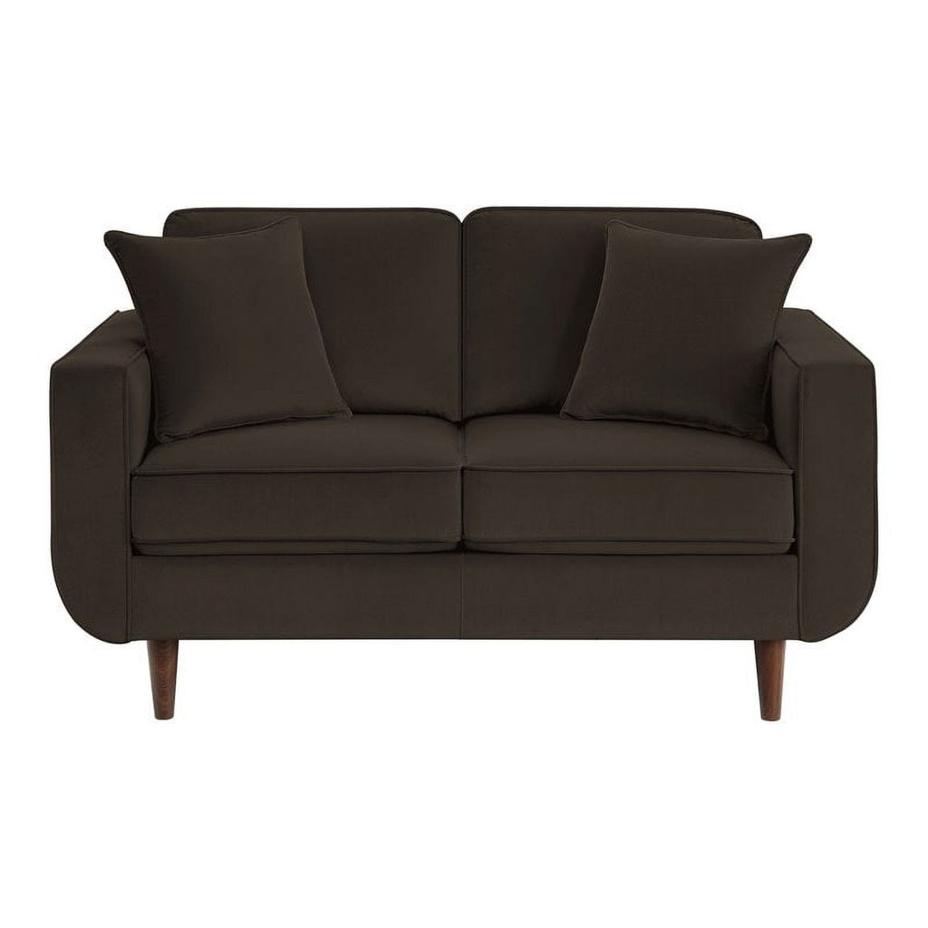 Chocolate Velvet Wood Loveseat Y107721