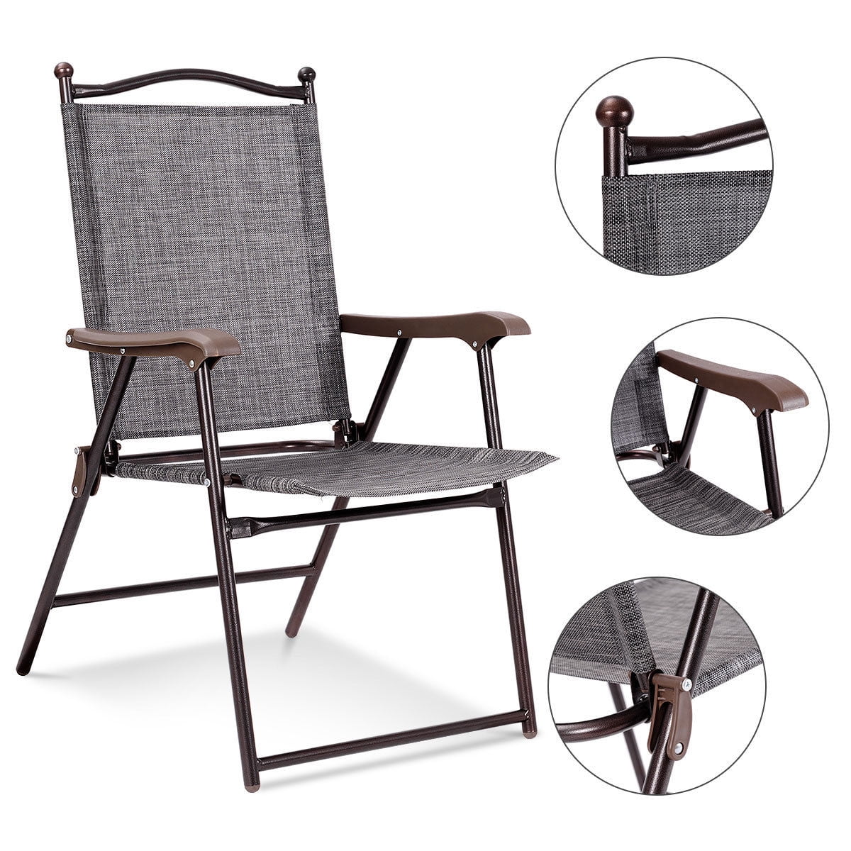 Set of 2 Black Folding Sling Back Chairs I9070