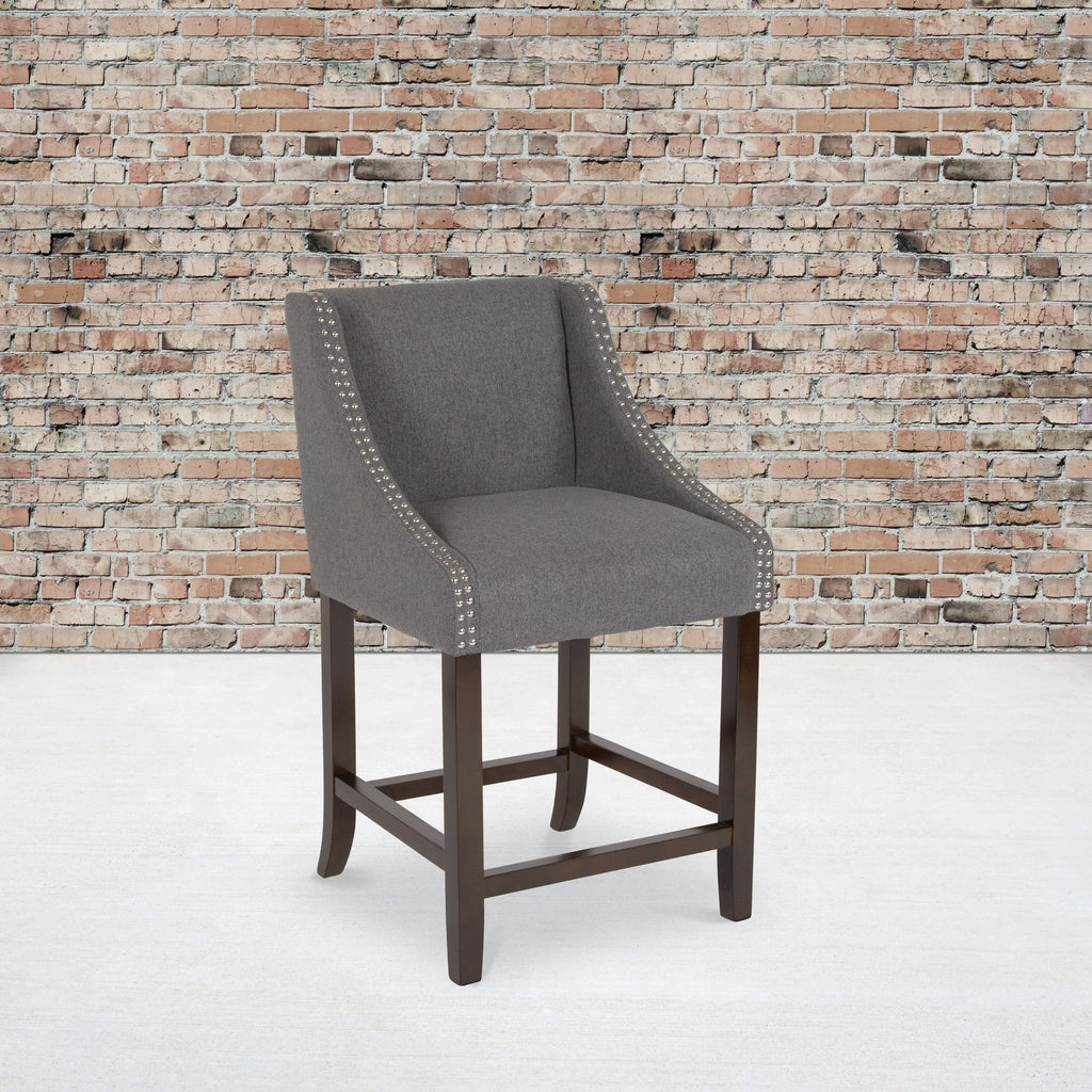 Walnut Counter Height Stool with Faux Leather M2459
