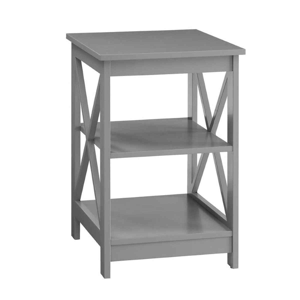 2 Piece X Frame Wood End Table Set in Gray M175037