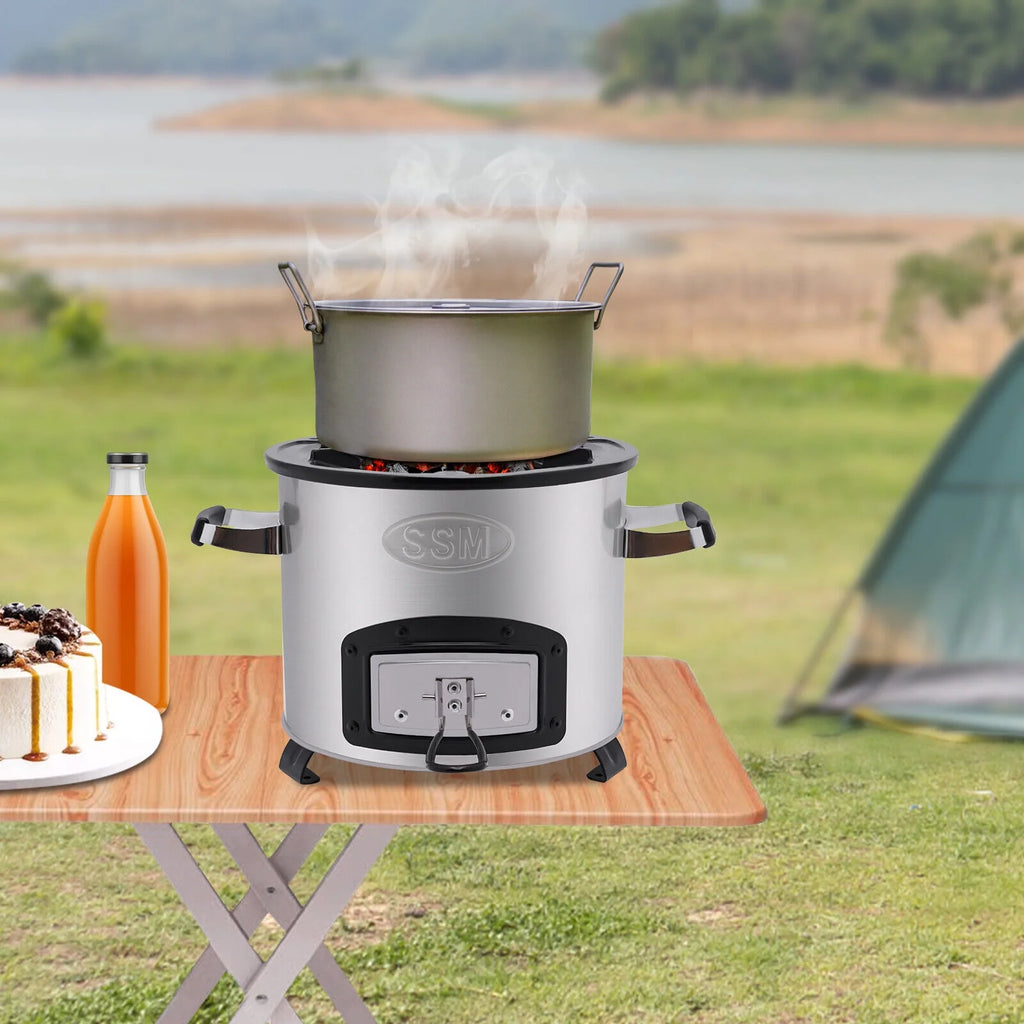 Portable Wood Burning Rocket Stove with Adjustable Firepower Stainless Steel S1366