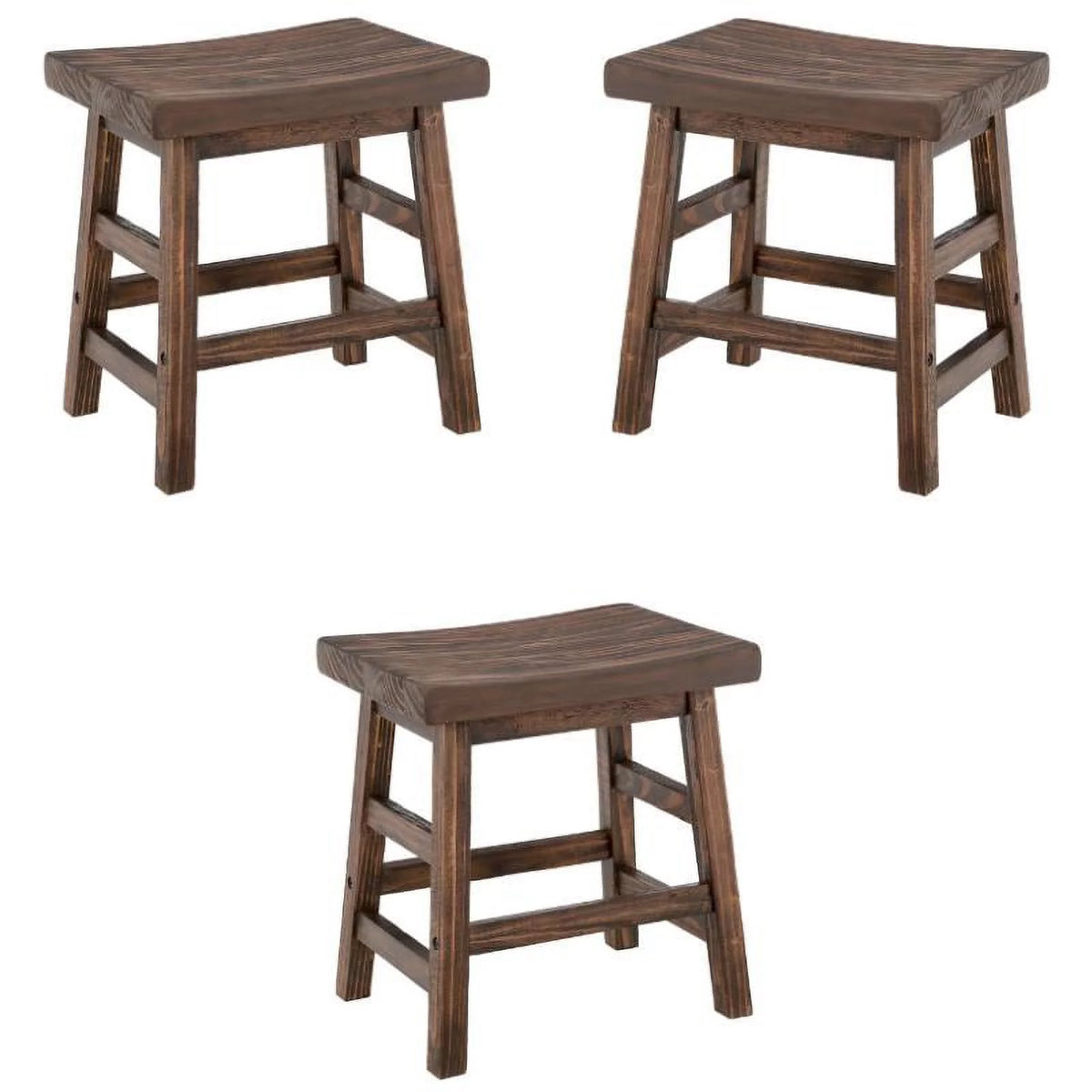 Brown Reclaimed Wood Barstool Set of 3 V398