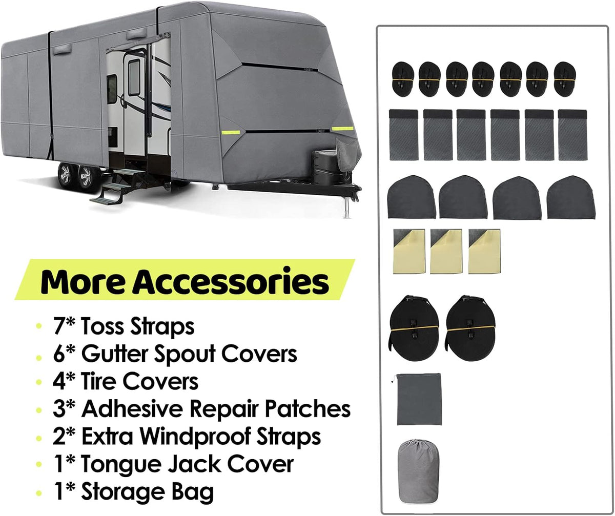 6 Layers RV Cover with Tie Cover & Gutter Cover & Tongue Jack Cover E591