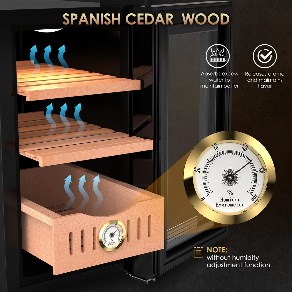 25L 200 Counts Electric Cigar Humidor Cabinet with Heating & Cooling Control N9465