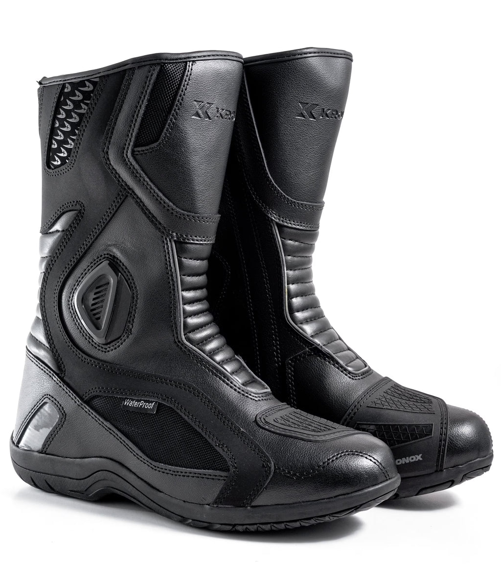 Black Synthetic & Real Leather Motorcycle Touring Boots Size 11 H86435